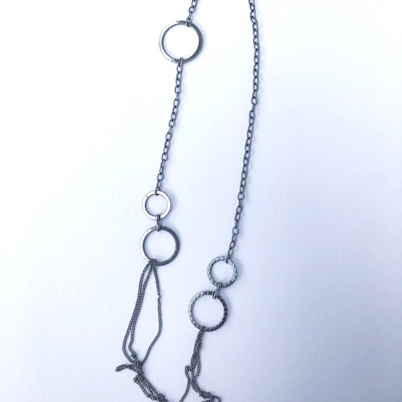 Silver Chain Necklace with Hearts and Circles - Picture 3 of 7